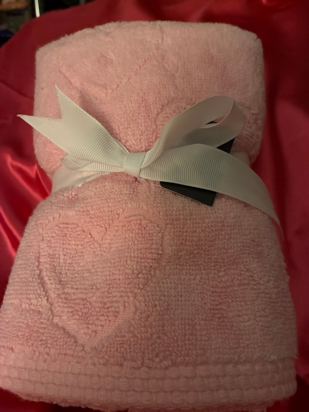 Bebe Pink Heart Textured Plush Hand Towels-Set of Two